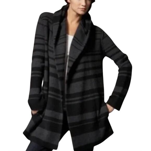 Vince Sophie Cardigan Oversized Wool Sweater Black Gray Small - Picture 1 of 5